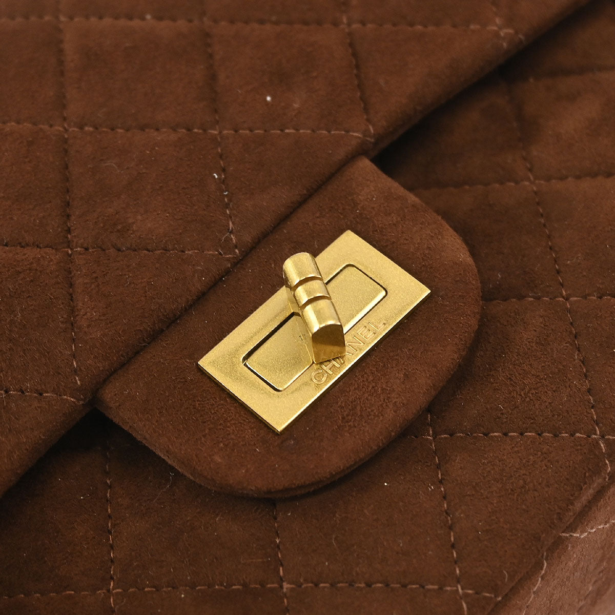 Chanel 1997-1999 Brown Suede 2.55 Medium Classic Double Flap Shoulder Bag