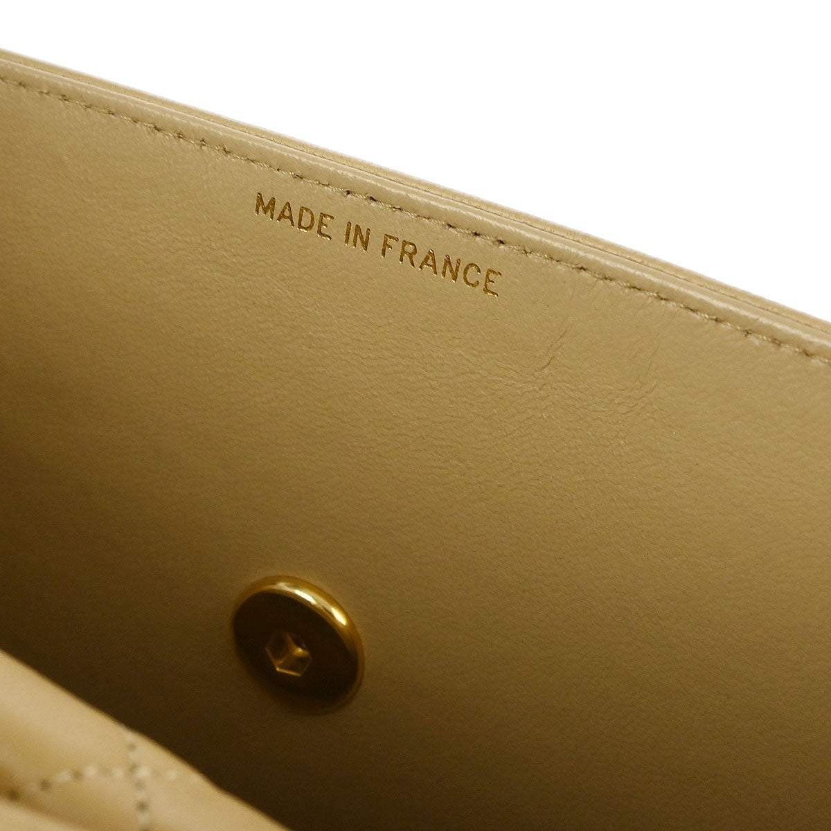 Chanel 1989-1991 Beige White Lambskin Straight Flap Shoulder Bag