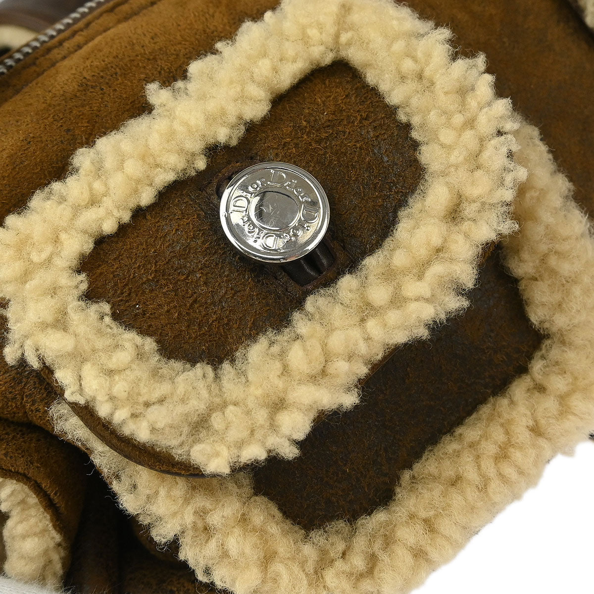 Christian Dior Brown Mouton Flight Shoulder Bag