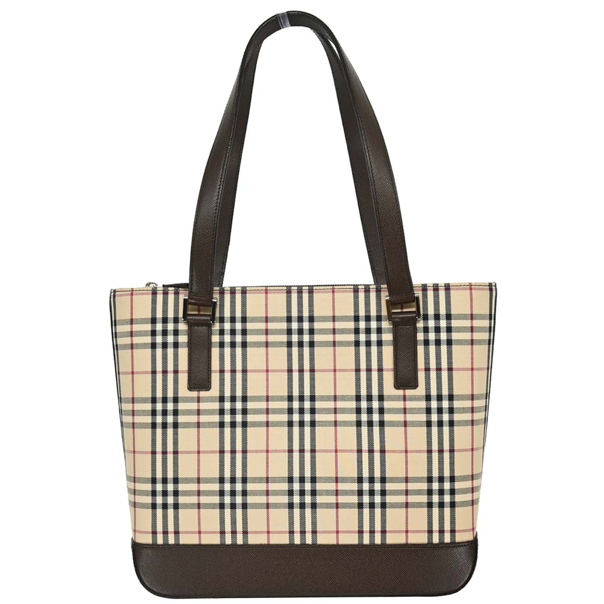 Burberry Beige Canvas Burberry Check Tote Handbag