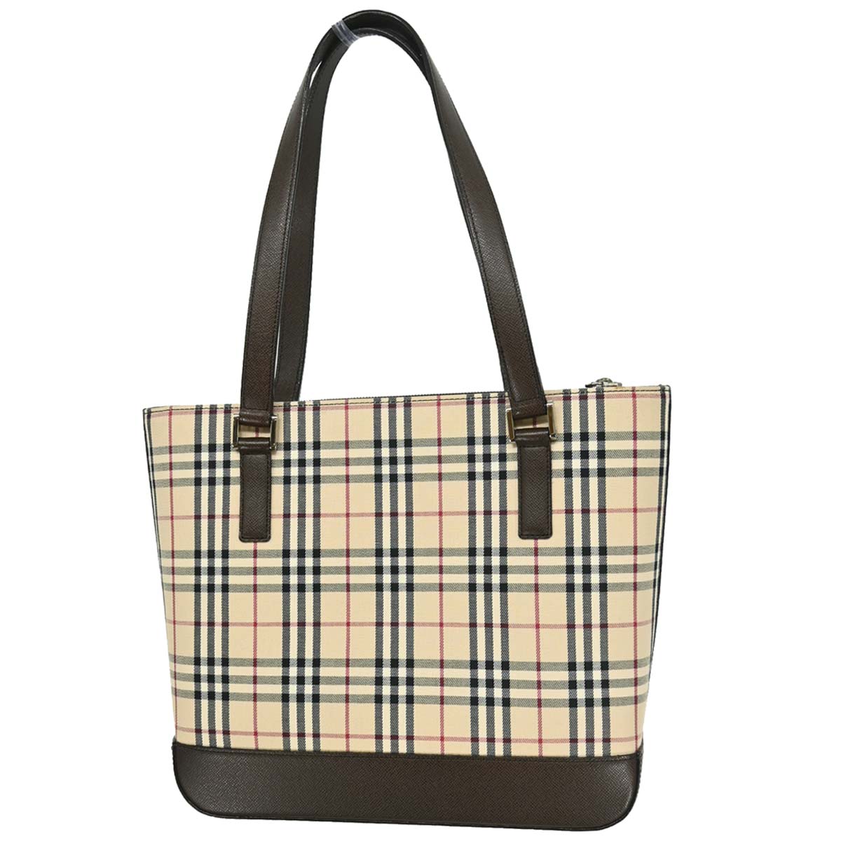 Burberry Beige Canvas Burberry Check Tote Handbag