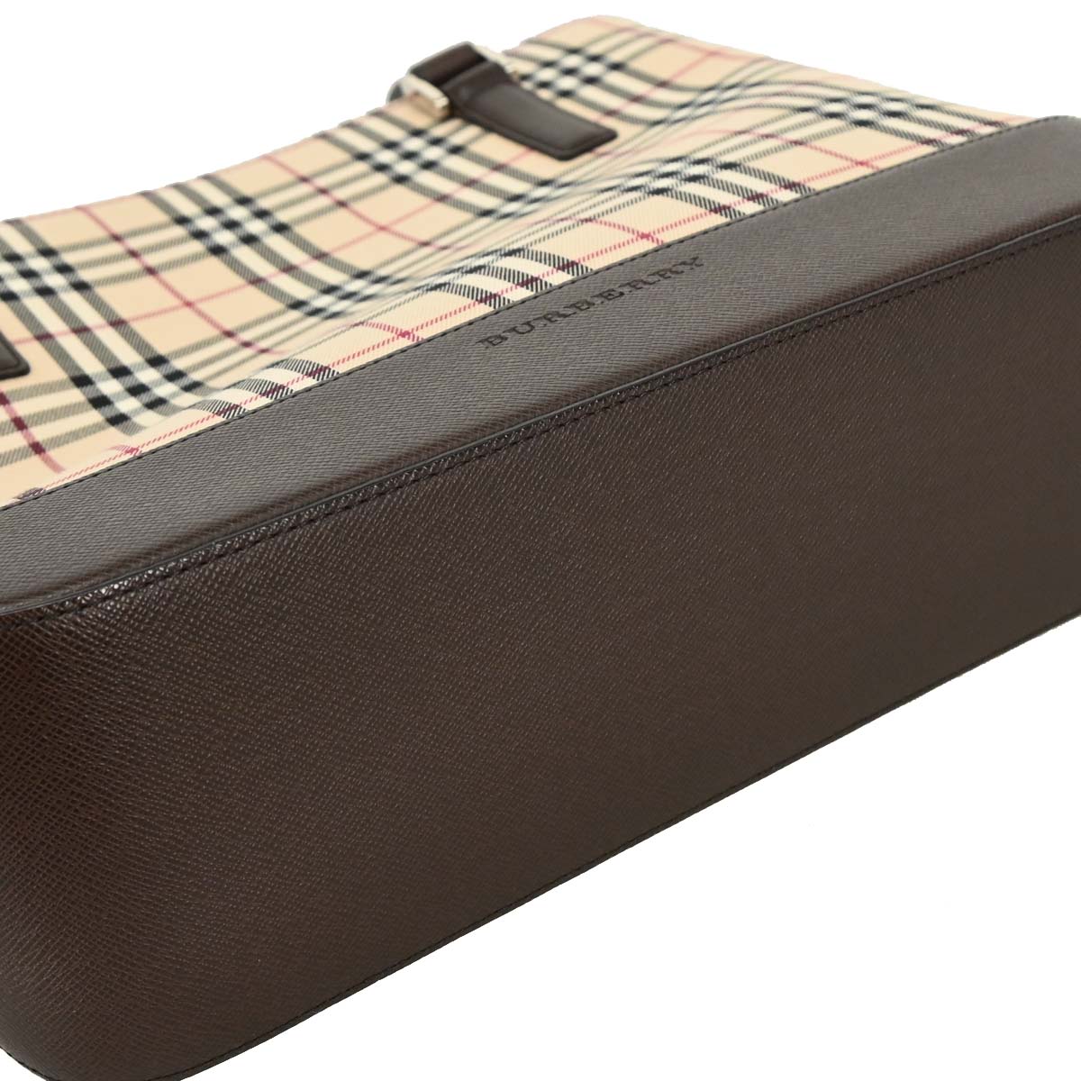 Burberry Beige Canvas Burberry Check Tote Handbag