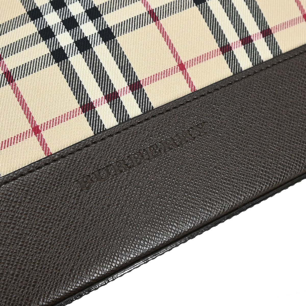 Burberry Beige Canvas Burberry Check Tote Handbag