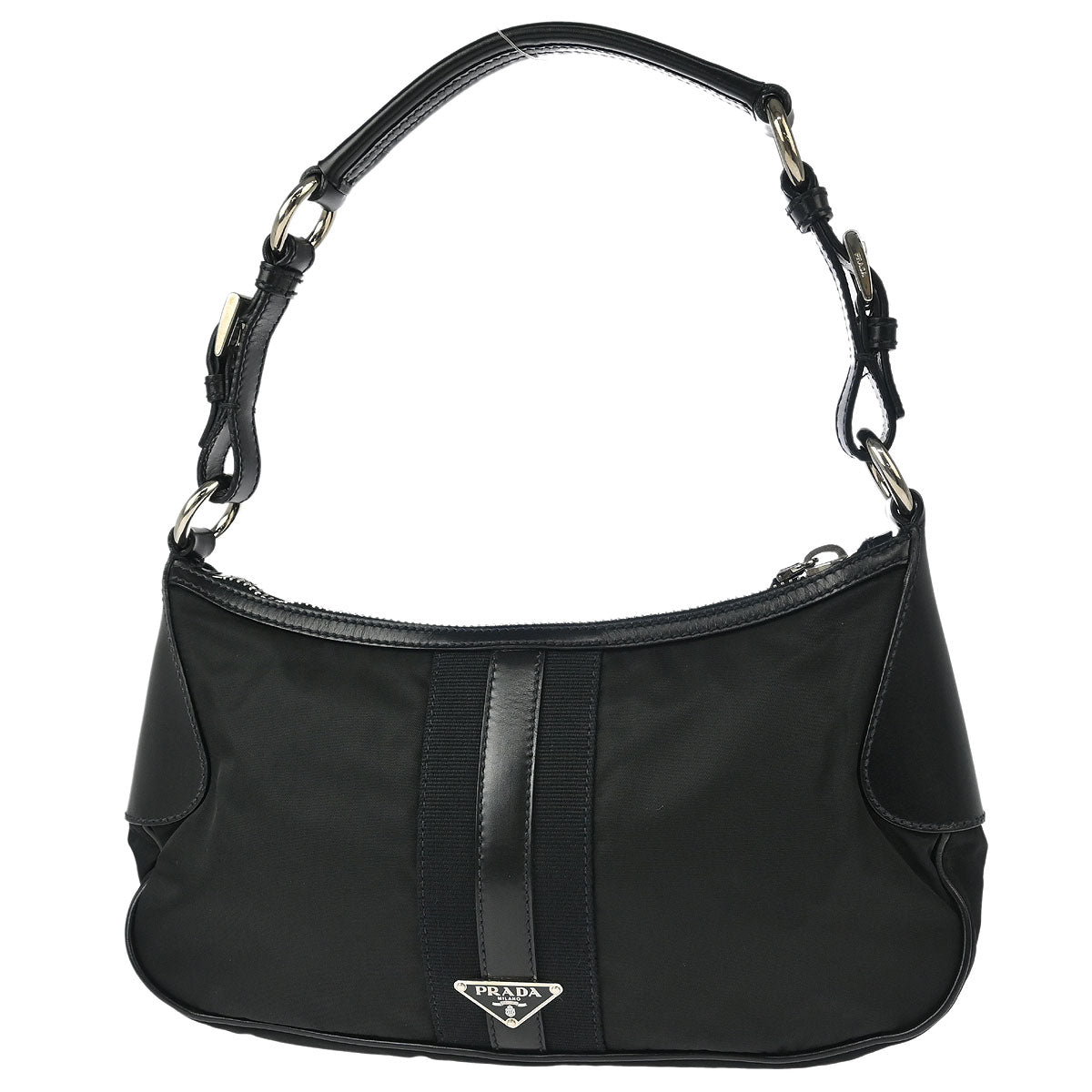 Prada Black Nylon Leather Handbag