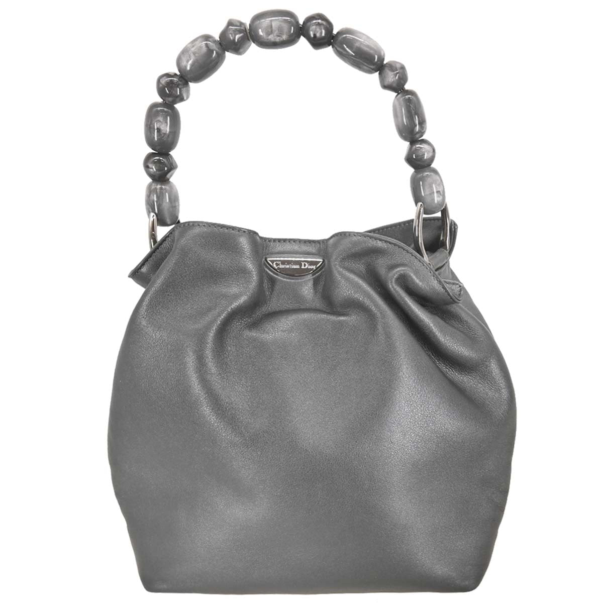 Christian Dior 1999 Metallic Gray Leather Malice Handbag