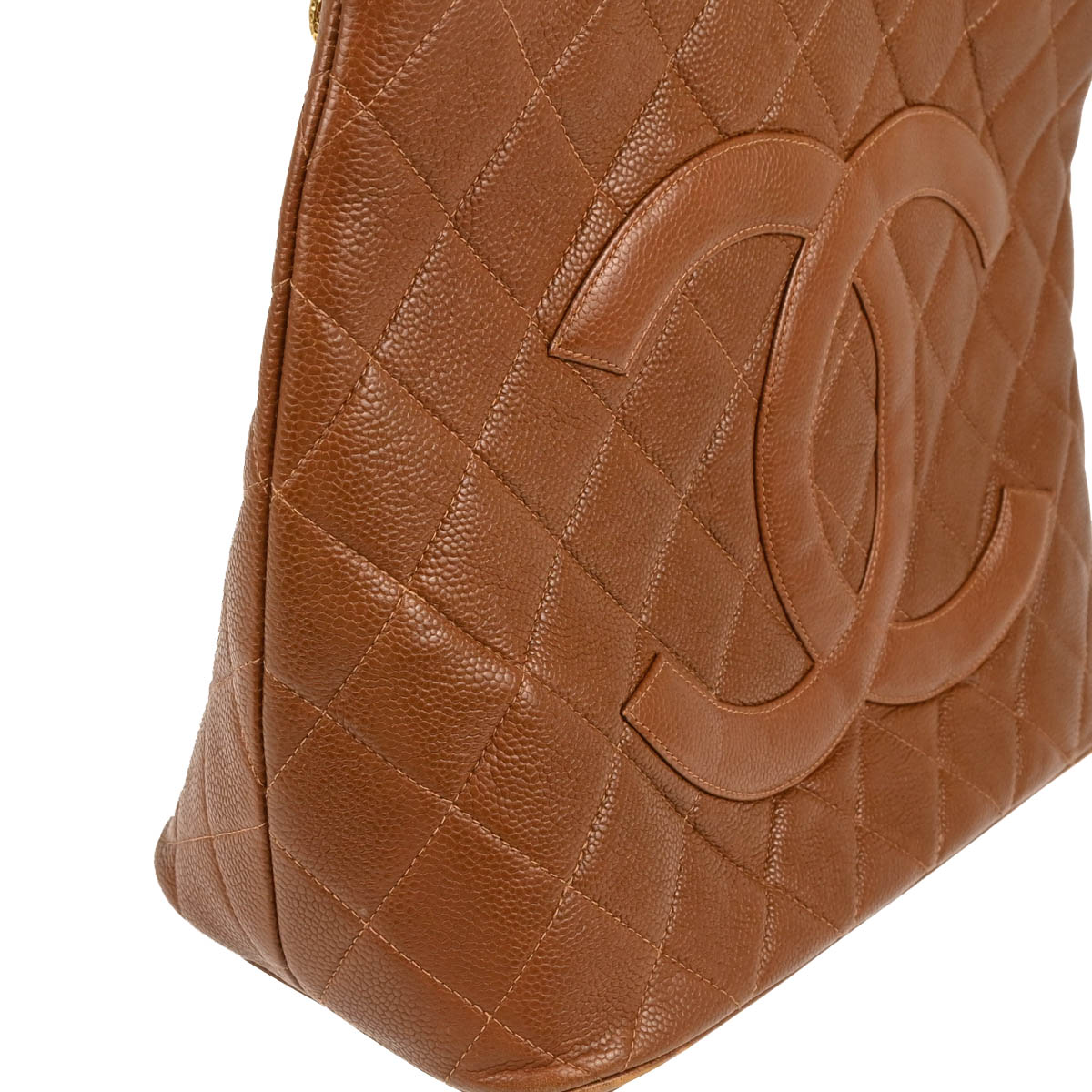 Chanel 2000-2002 Brown Caviar Medallion Tote Handbag