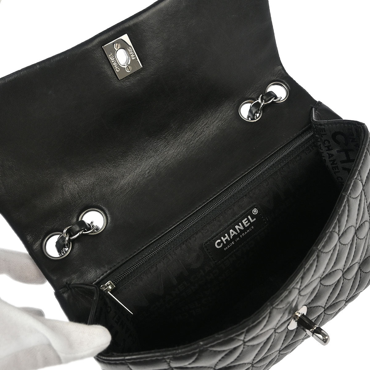 Chanel 2005-2006 Black Lambskin Lady Graphic Flap Bag