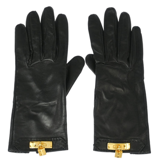 Hermes Black Leather Gloves Small Goods #6 1/2