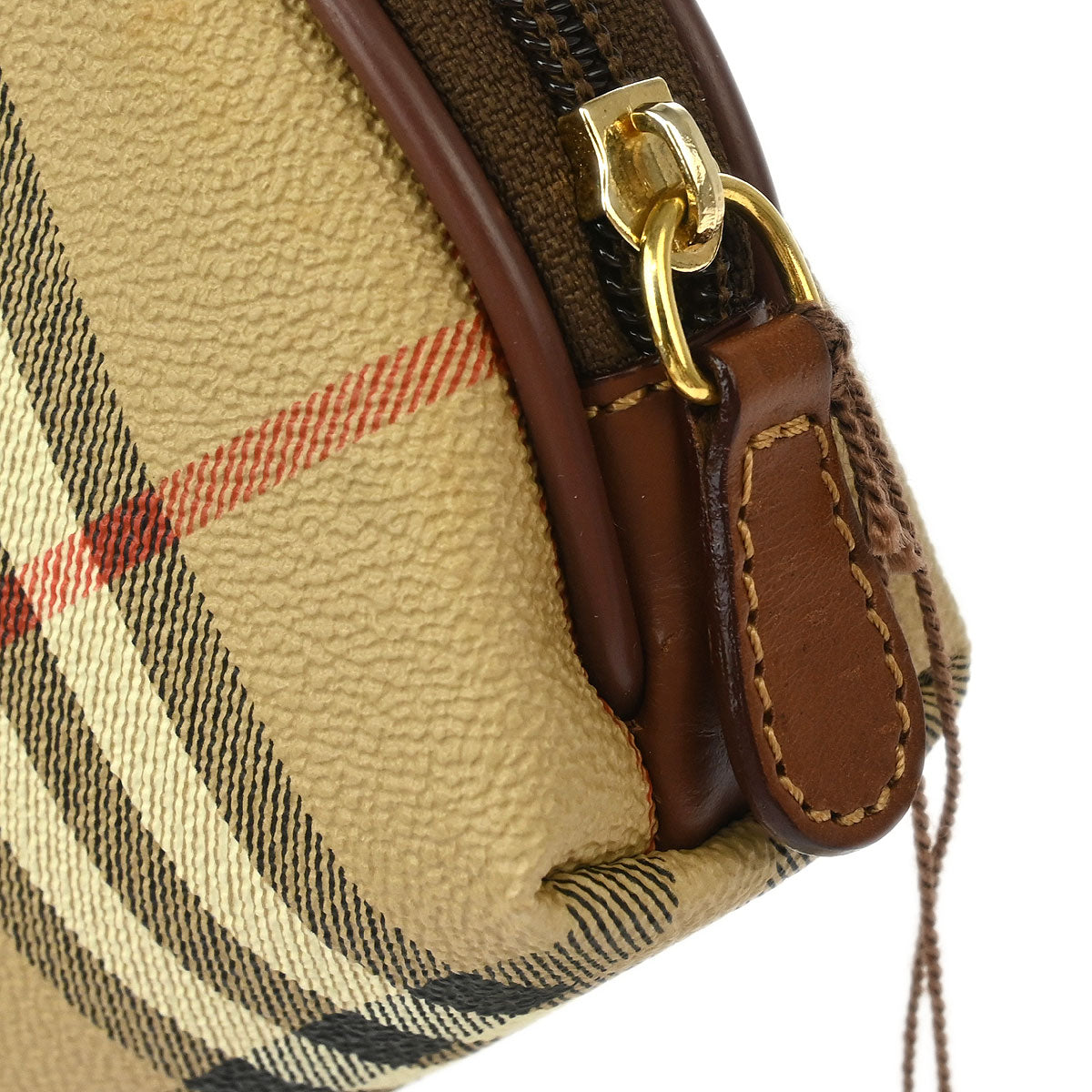 Burberrys Beige PVC House Check Pouch Bag Purse