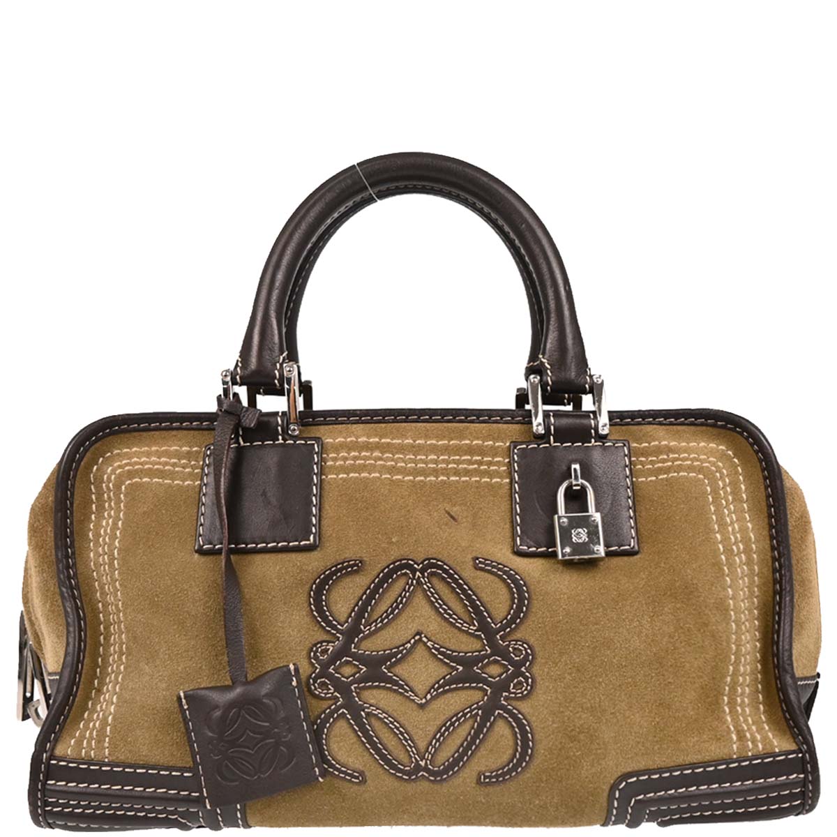 Loewe Beige Suede Amazona 28 Handbag
