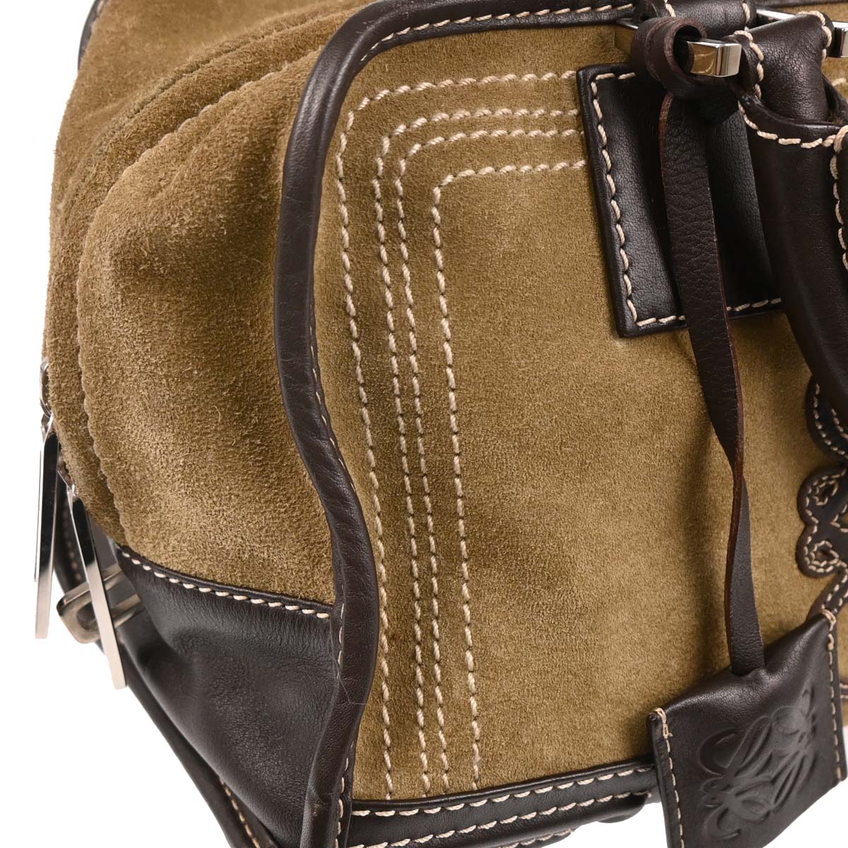 Loewe Beige Suede Amazona 28 Handbag