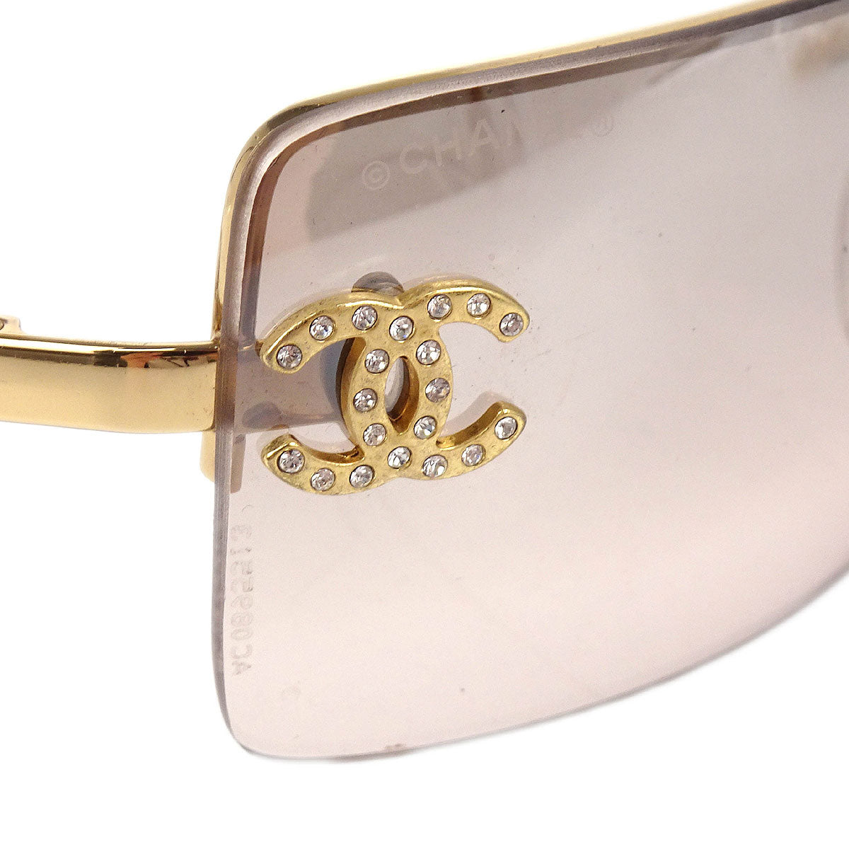 Chanel Sunglasses Eyewear Brown Rhinestone Small Good