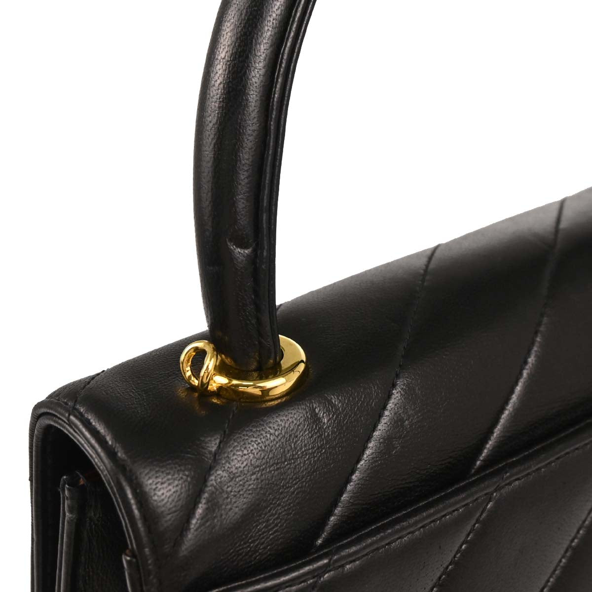 Chanel 1991-1994 Black Lambskin 2way Shoulder Handbag
