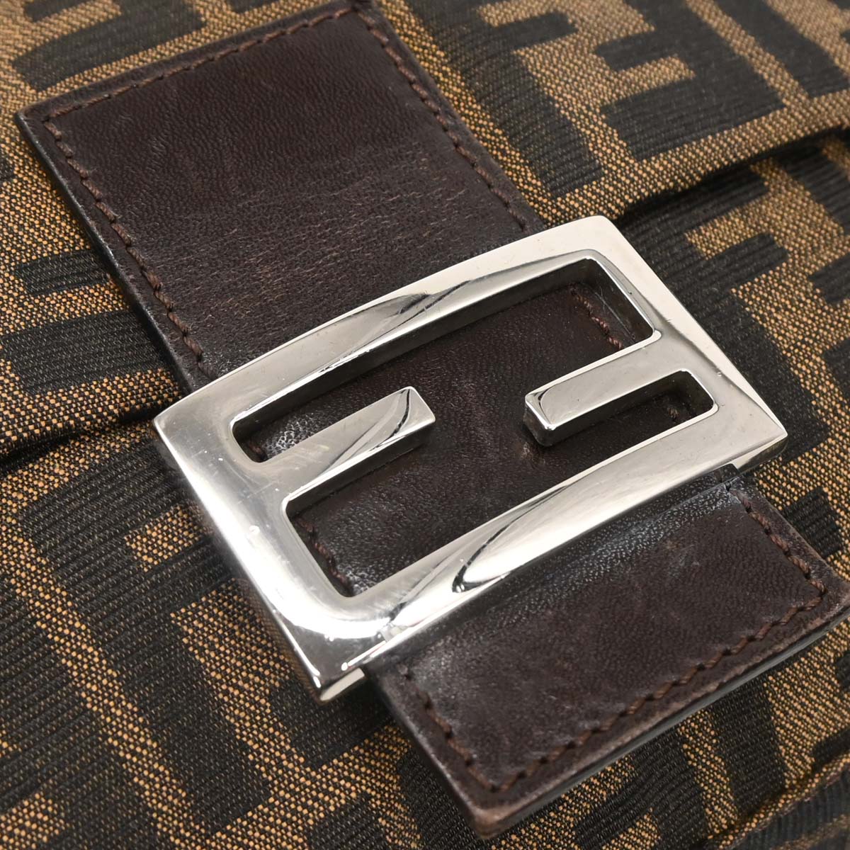 Fendi Brown Canvas Zucca Mamma Baguette Handbag