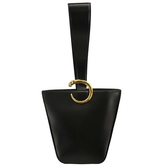 Cartier Black Leather Panthere Handbag