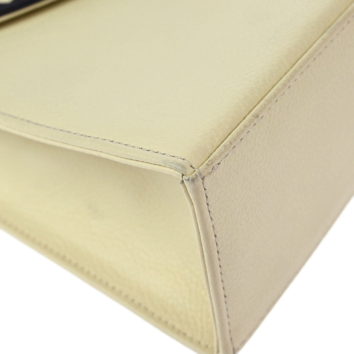 Yves Saint Laurent White Navy Leather 2way Shoulder Handbag