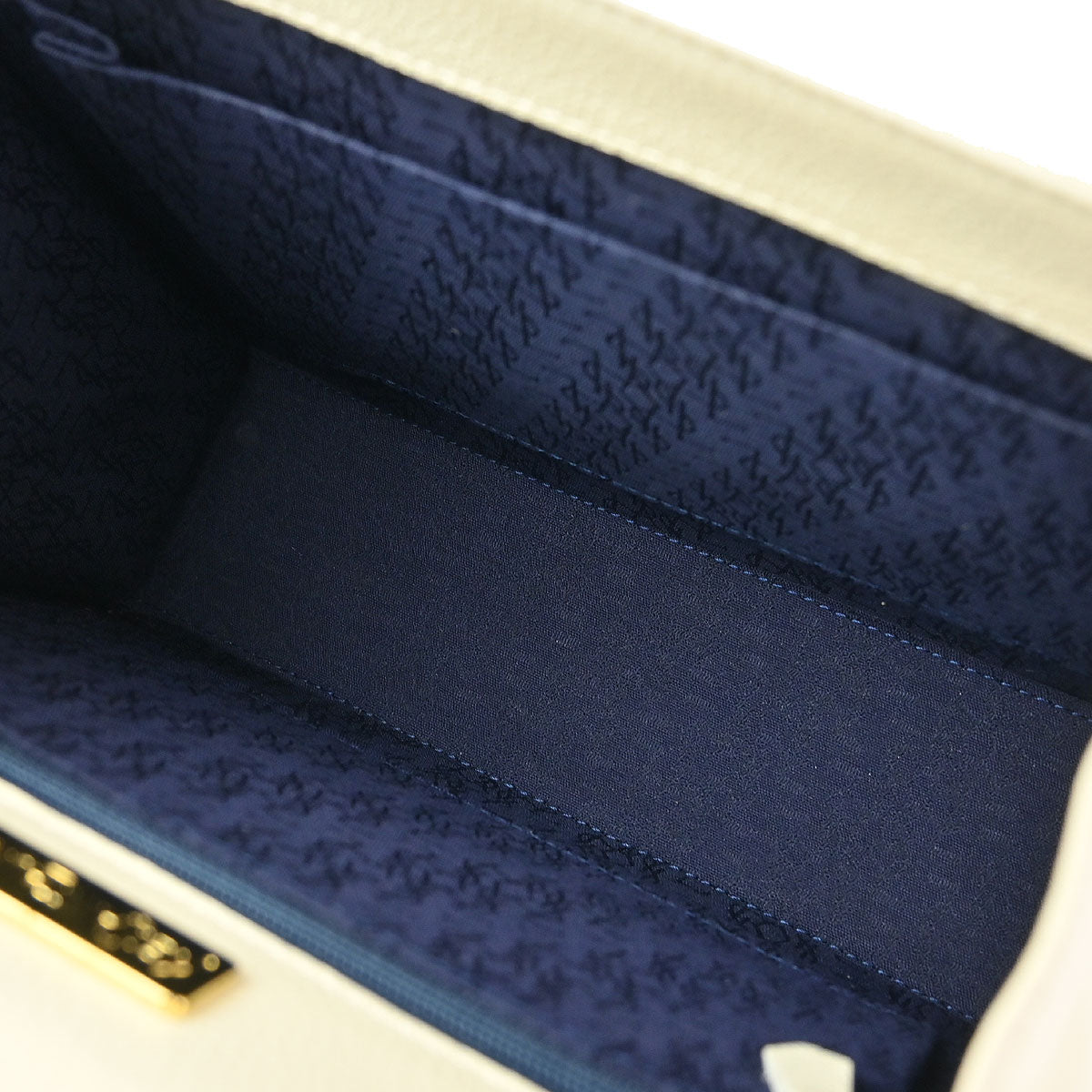 Yves Saint Laurent White Navy Leather 2way Shoulder Handbag