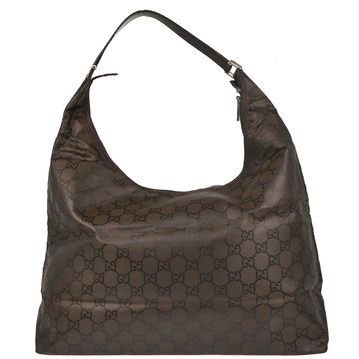 Gucci Brown Nylon GG Hobo Handbag