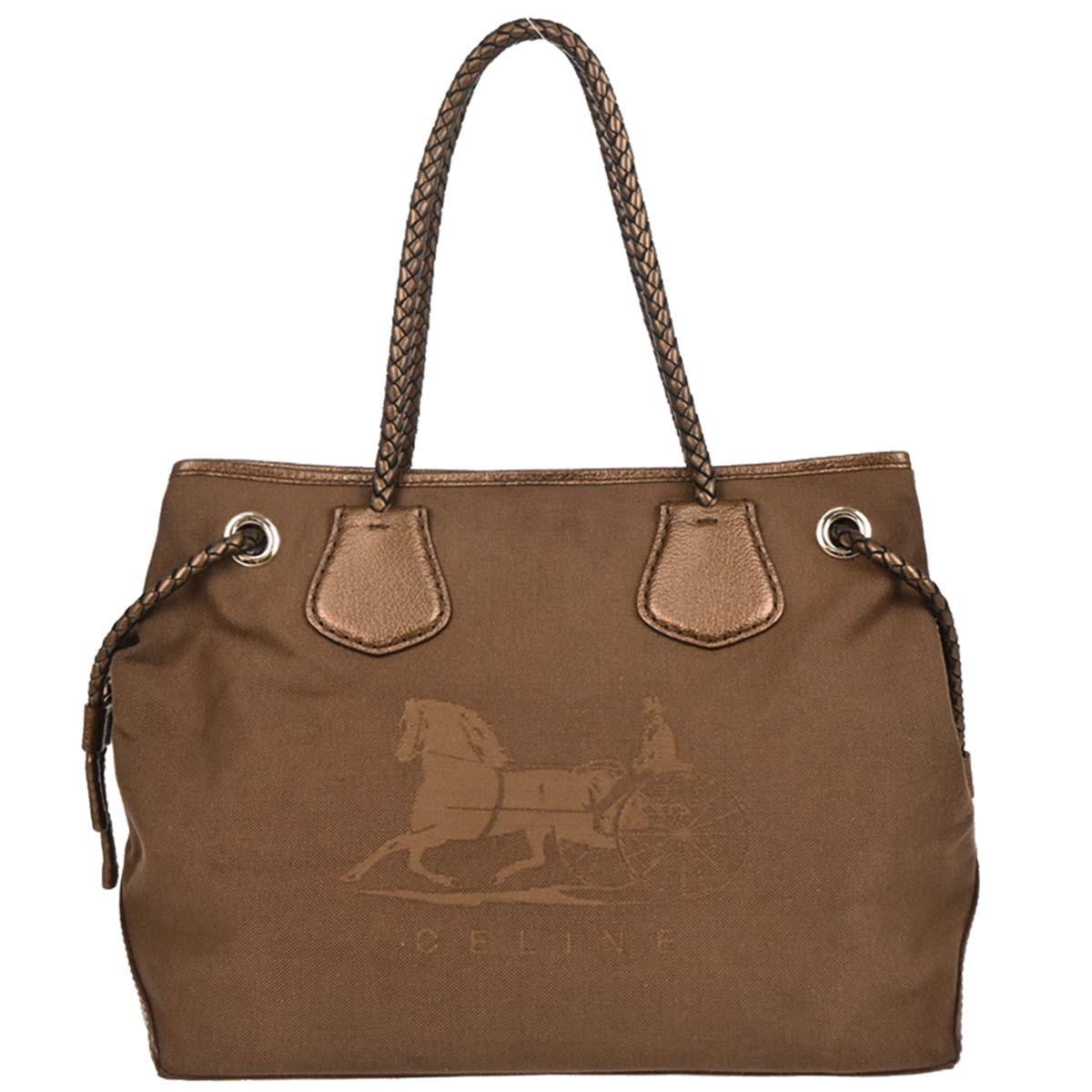 Celine Brown Canvas Tote Handbag