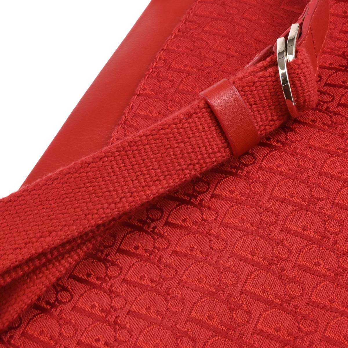 Christian Dior 2003 Red Canvas Trotter Shoulder Bag