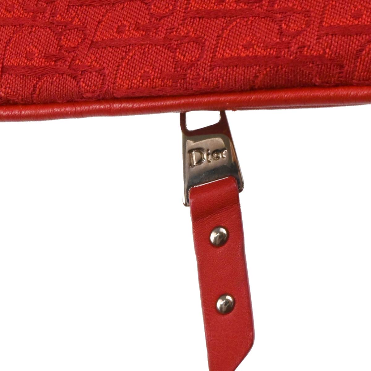Christian Dior 2003 Red Canvas Trotter Shoulder Bag