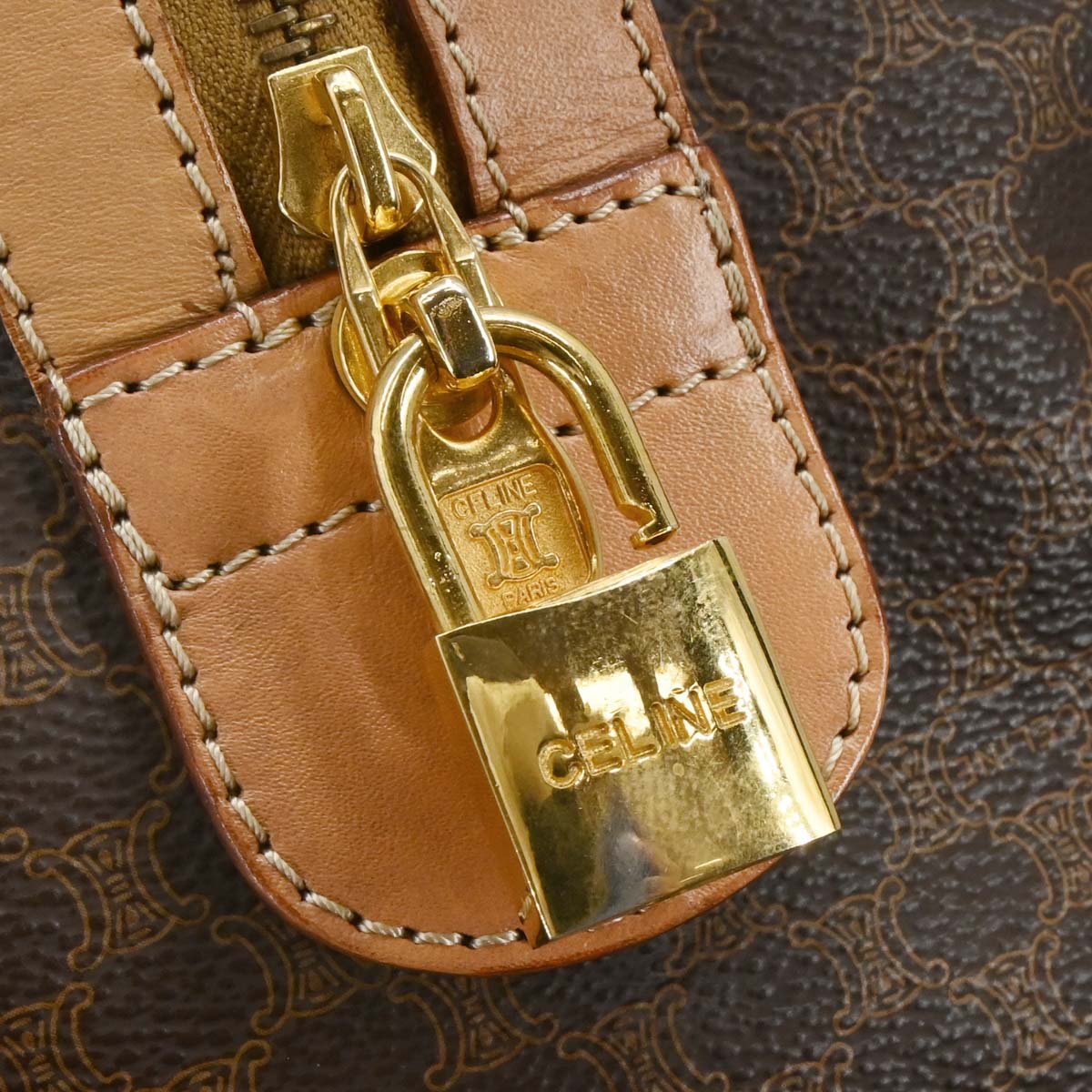 Celine Brown Macadam Duffle Handbag