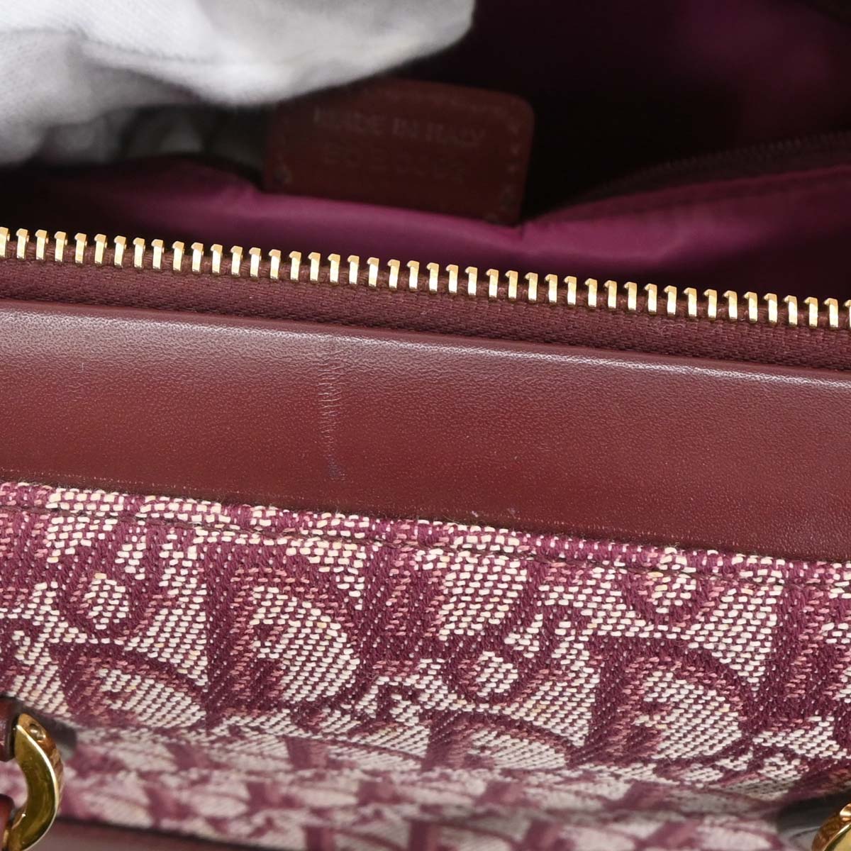 Christian Dior 2002 Bordeaux Canvas Trotter Handbag
