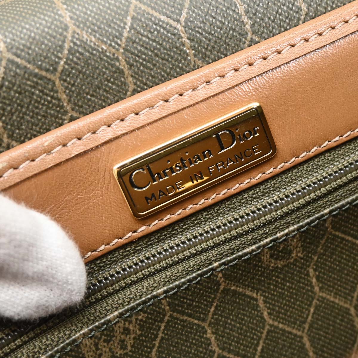 Christian Dior Brown Leather Honeycomb Shoulder Bag