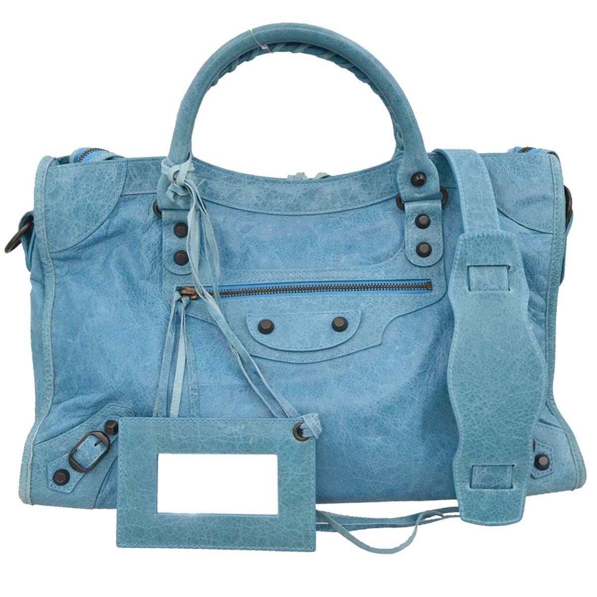 BALENCIAGA ザ・シティ 2way ハンドバッグ ライトブルー Balenciaga Light Blue Medium The City 2way Shoulder Handbag
