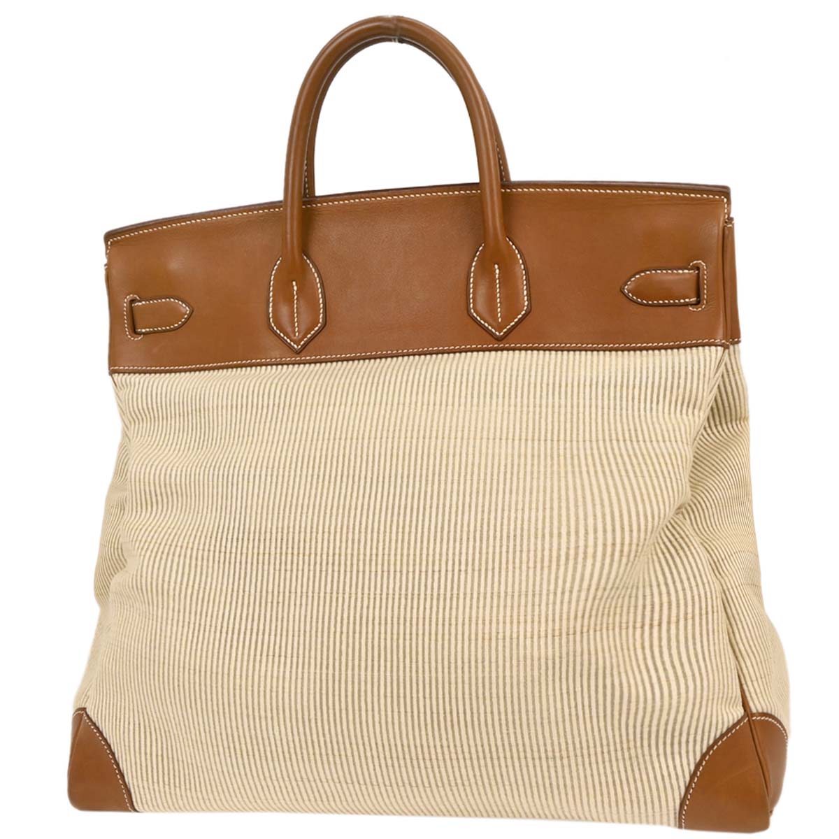 Hermes 1998 Natural Gold Crinoline Barenia Haut a Courroies 45 Handbag