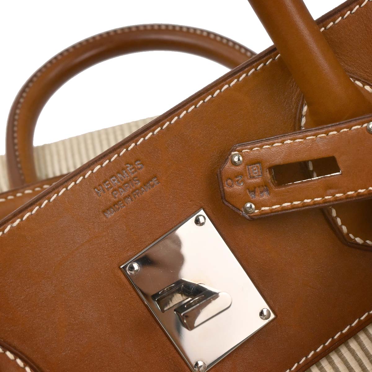 Hermes 1998 Natural Gold Crinoline Barenia Haut a Courroies 45 Handbag
