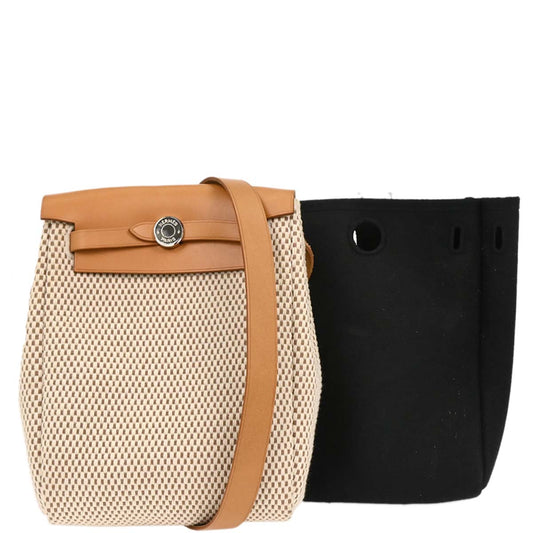 Hermes Beige Black Toile GM Officier Herbag TPM 2 in 1 Shoulder Bag