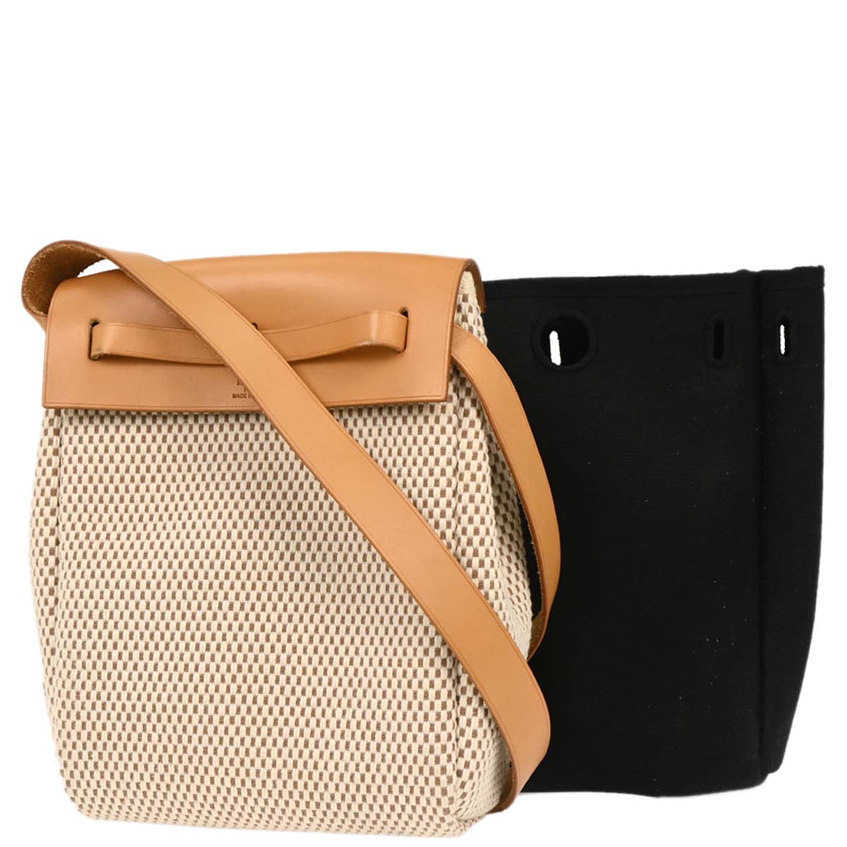 Hermes Beige Black Toile GM Officier Herbag TPM 2 in 1 Shoulder Bag