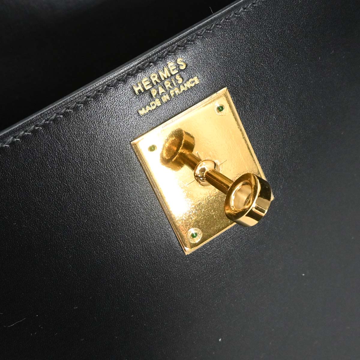 Hermes 1999 Black Box Calf Kelly 32 Sellier 2way Shoulder Handbag