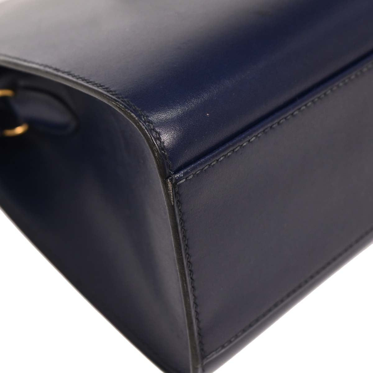 Hermes 1996 Blue Navy Box Calf Kelly Sport PM Shoulder Bag