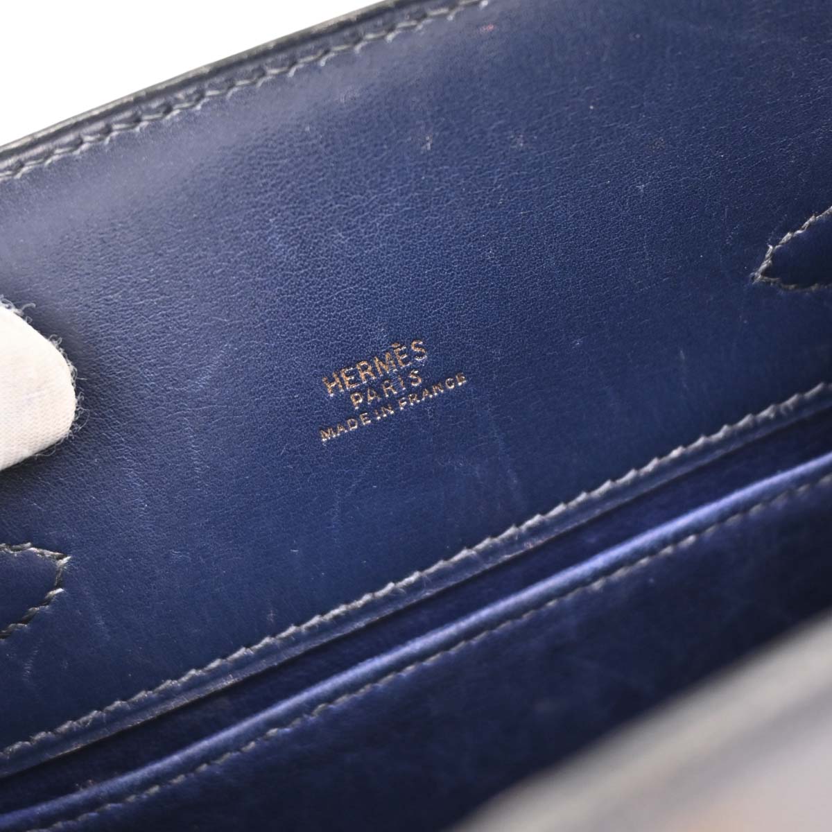 Hermes 1996 Blue Navy Box Calf Kelly Sport PM Shoulder Bag