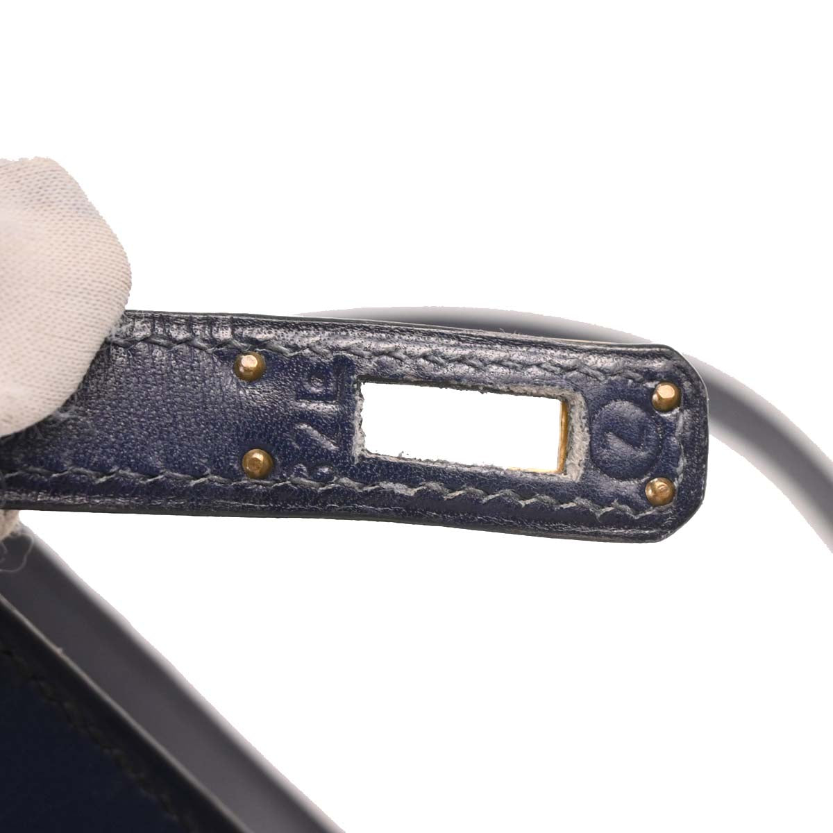 Hermes 1996 Blue Navy Box Calf Kelly Sport PM Shoulder Bag