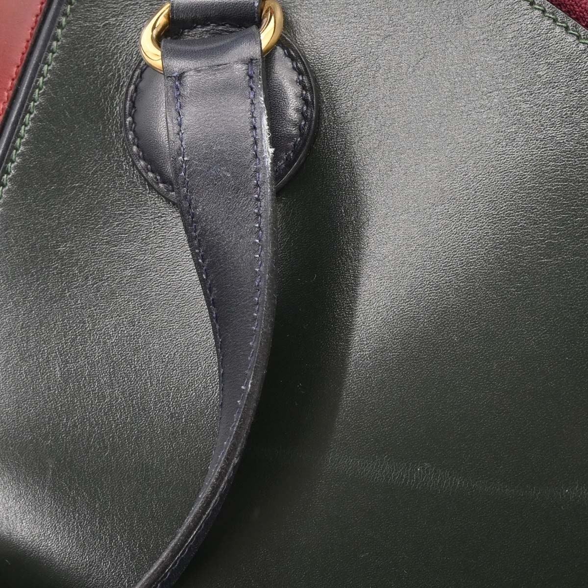 Hermes 1992 Vert Fonce Rouge H Box Calf Il de Veau Handbag