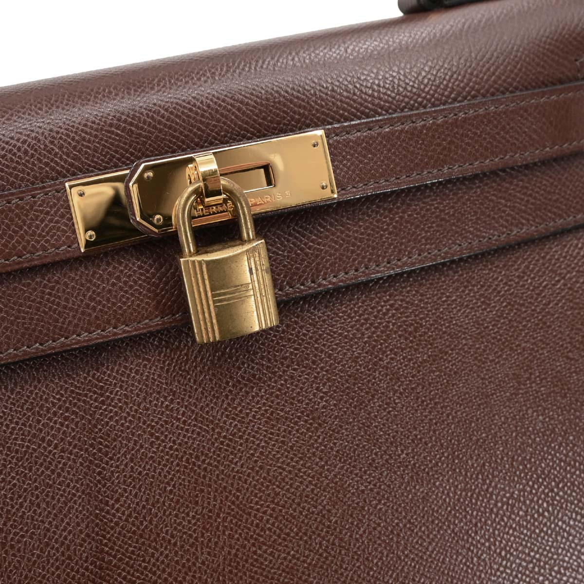 Hermes 1990 Havane Courchevel Kelly 28 Sellier Handbag
