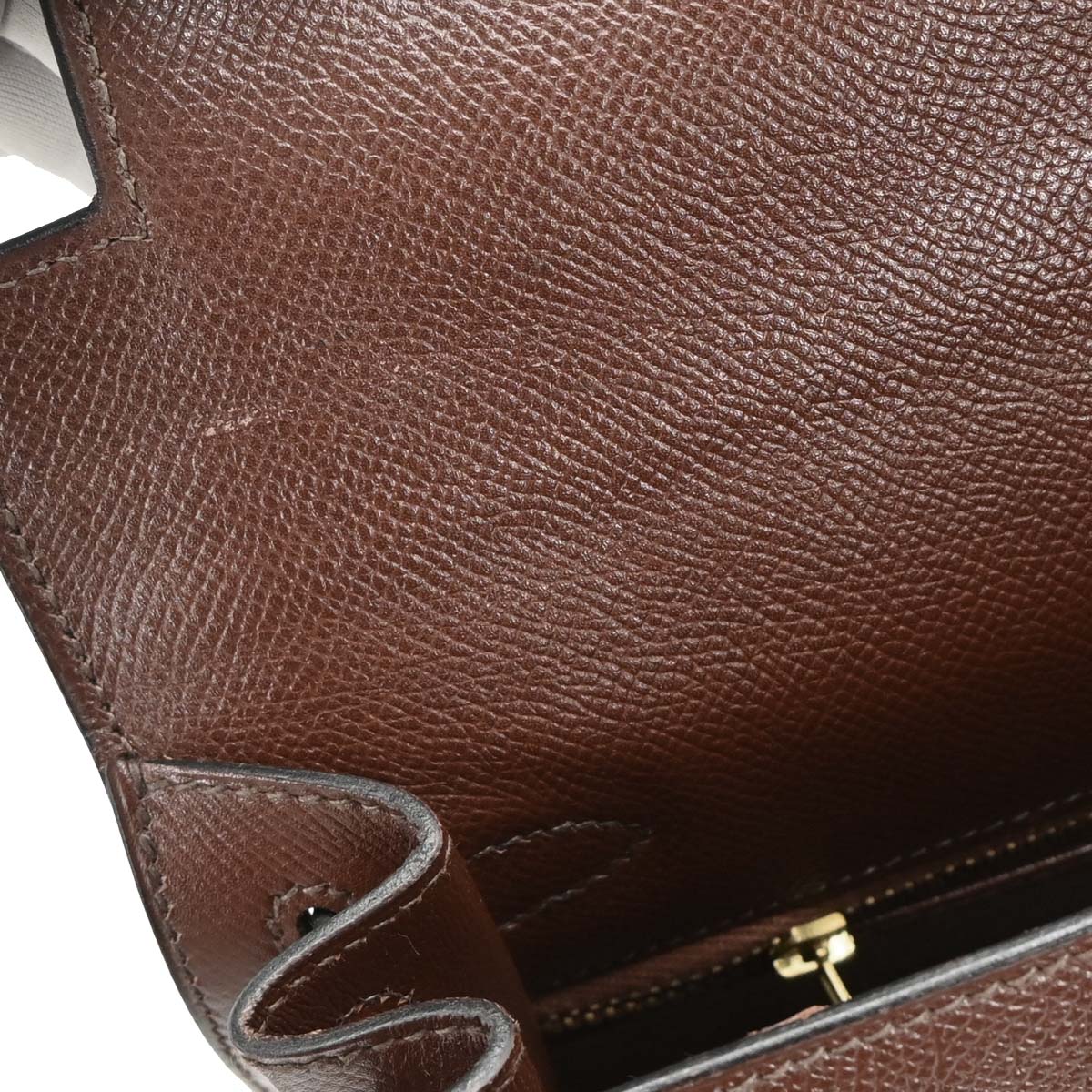 Hermes 1990 Havane Courchevel Kelly 28 Sellier Handbag