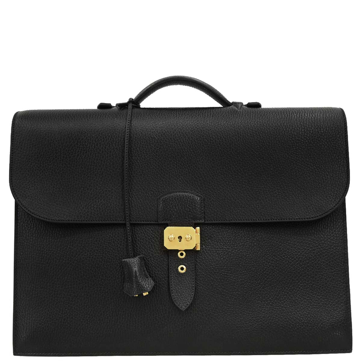 Hermes 1996 Black Ardennes Sac a Depeches 38 Handbag