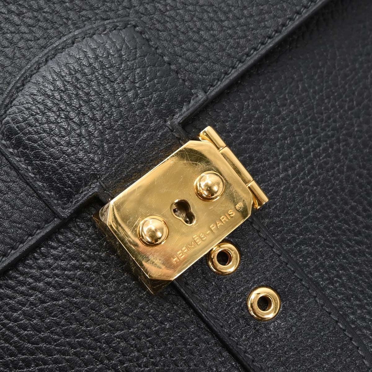 Hermes 1996 Black Ardennes Sac a Depeches 38 Handbag