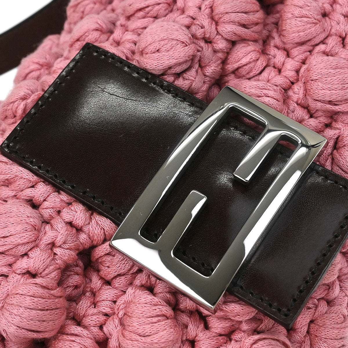 Fendi Pink Wool Baguette Handbag