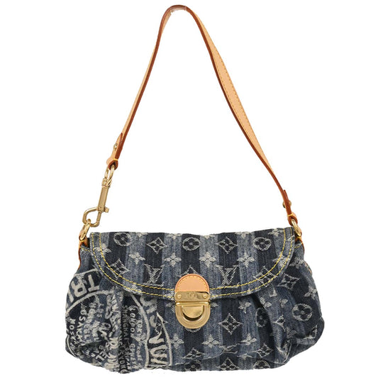 Louis Vuitton 2006 Blue Monogram Denim Mini Pleaty Raye Handbag M95333