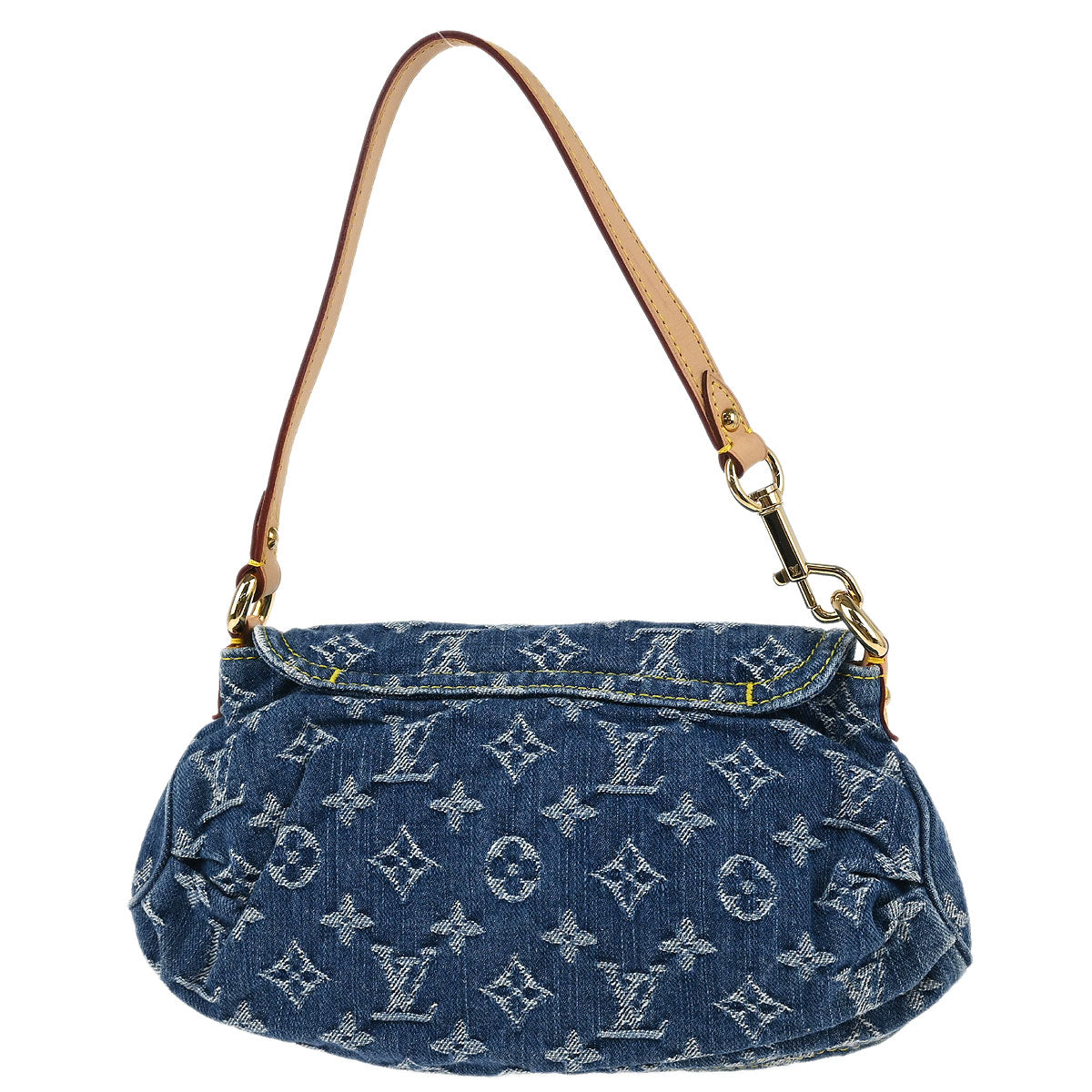 Louis Vuitton 2005 Blue Monogram Denim Mini Pleaty Handbag M95050