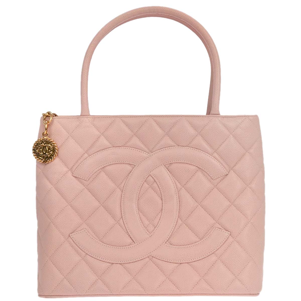 Chanel 2002-2003 Pink Caviar Medallion Tote Handbag