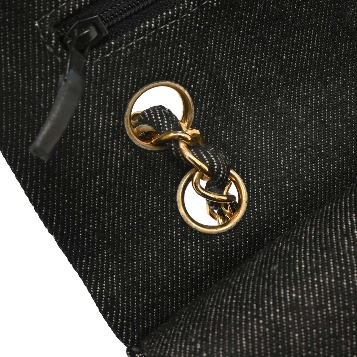 Chanel 1997-1999 Black Denim Medium Classic Double Flap Shoulder Bag