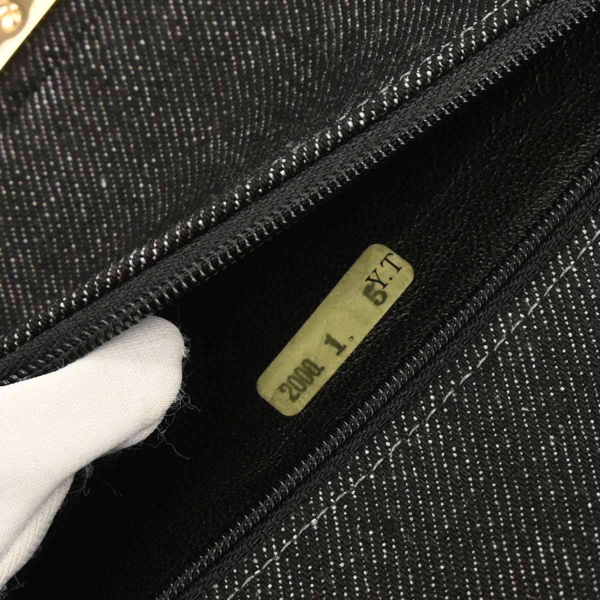 Chanel 1997-1999 Black Denim Medium Classic Double Flap Shoulder Bag