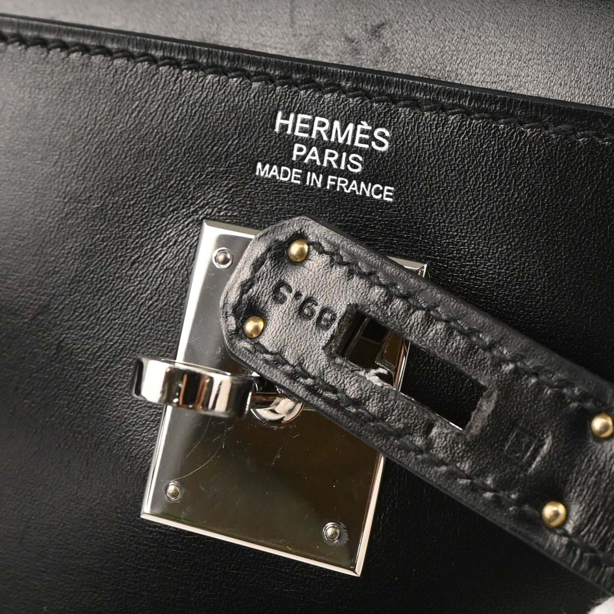 Hermes 2007 Black Box Calf Kelly 32 Retourne 2way Shoulder Handbag