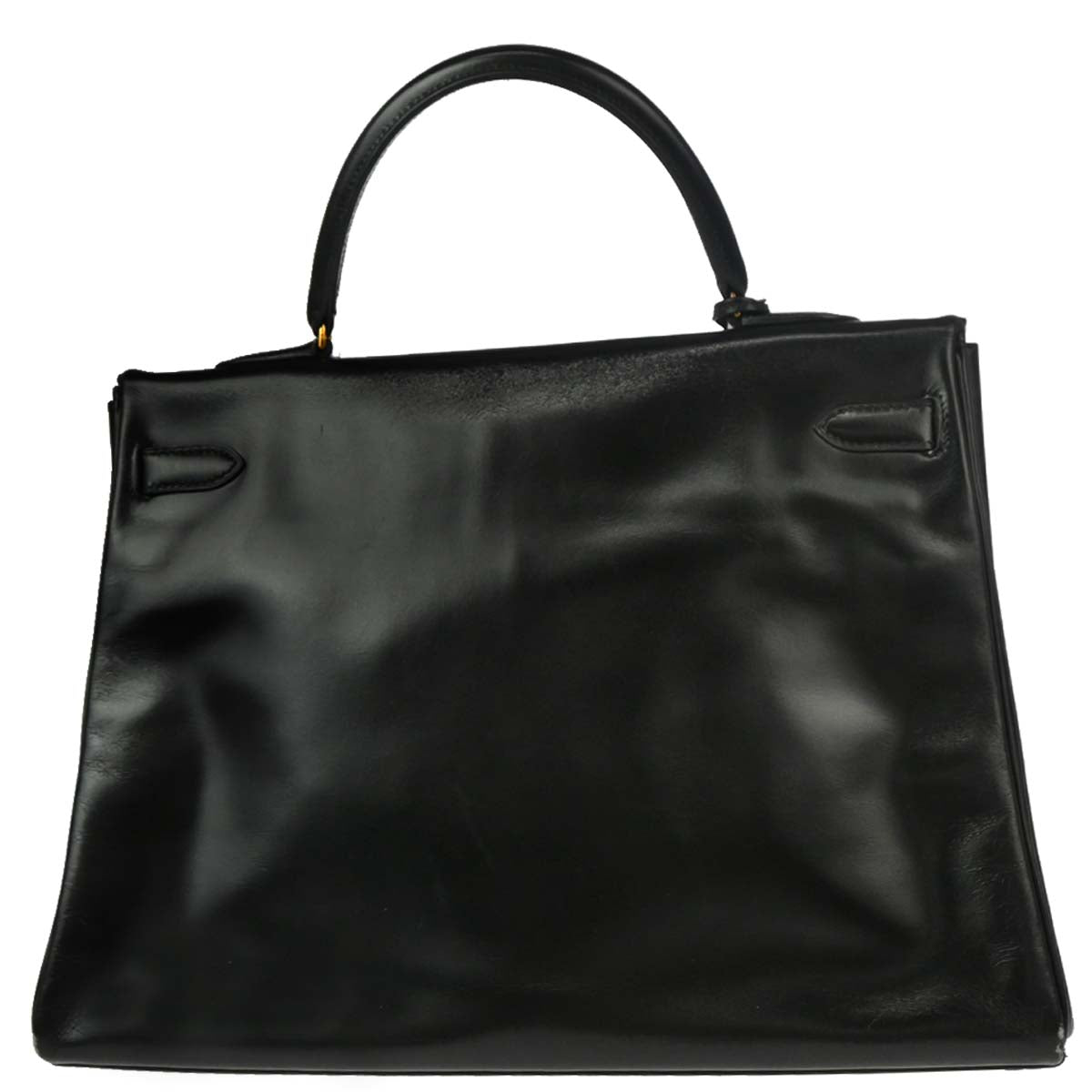 Hermes 1985 Black Box Calf Kelly 35 Retourne Handbag